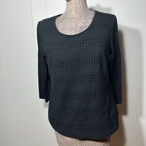 Elegant Black Eyelet Women's Top